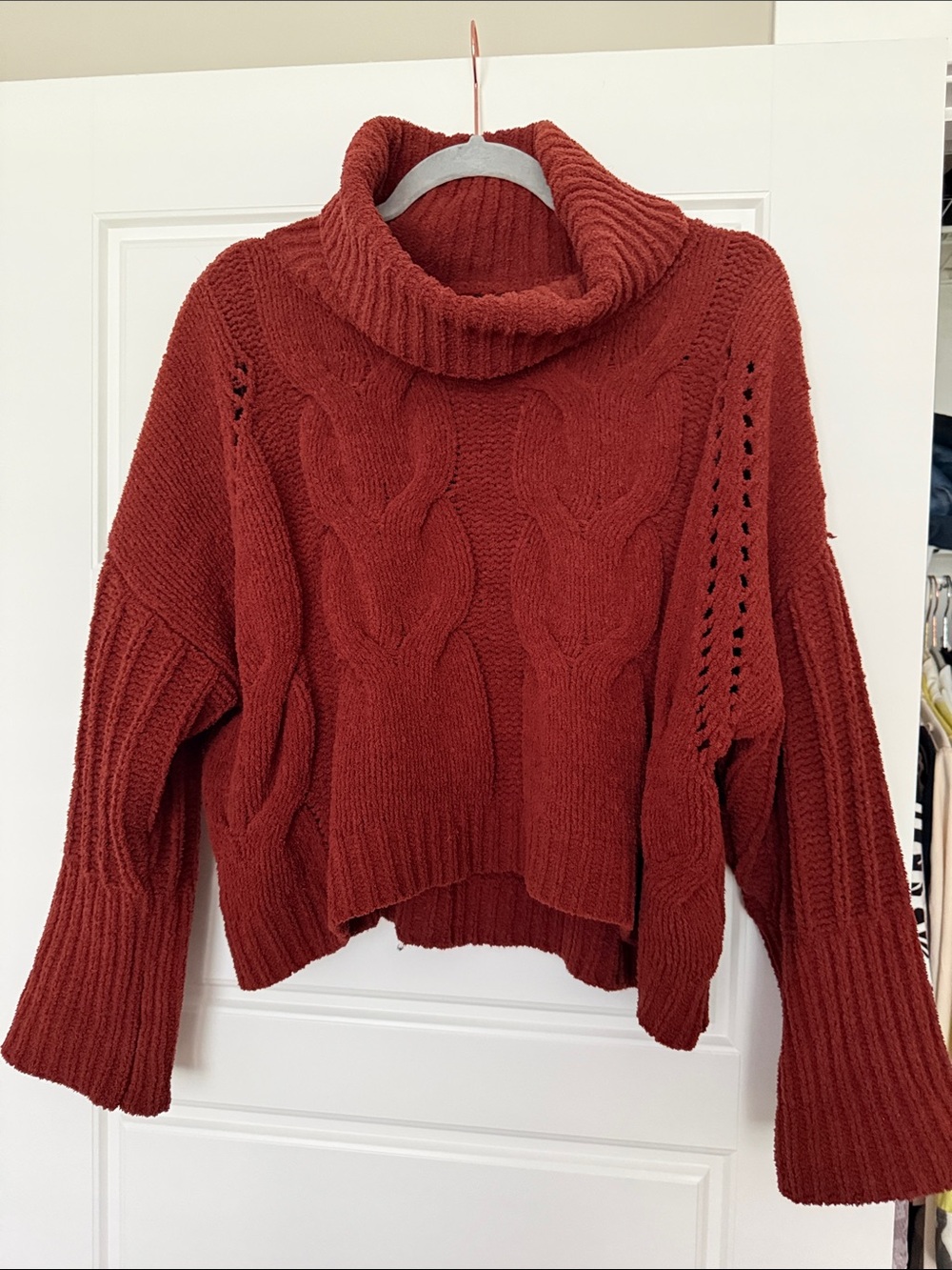 moon & madison Rust Cable Turtleneck Sweater
